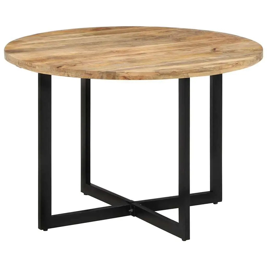 Dining Table Solid Mango Wood 110x75 cm Brown Sturdy Iron Frame