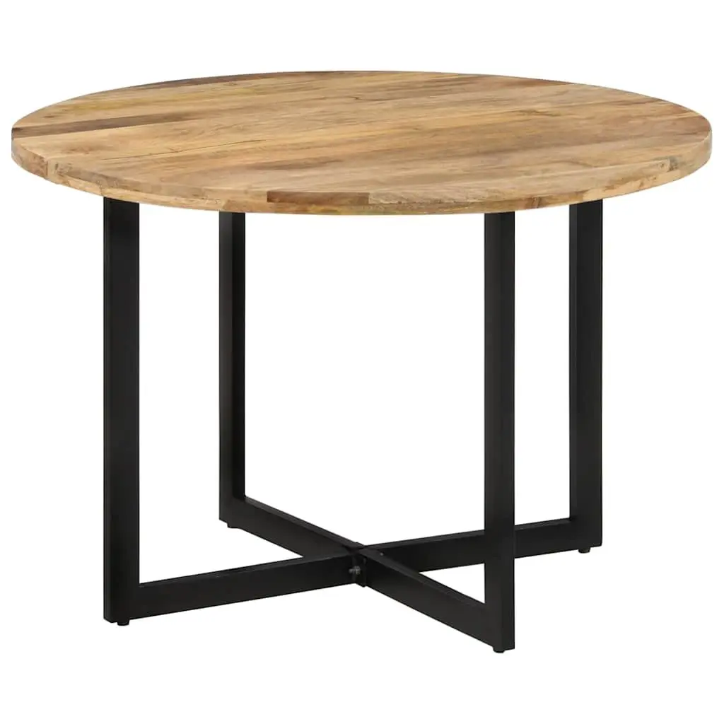 Dining Table Solid Mango Wood 110x75 cm Brown Sturdy Iron Frame