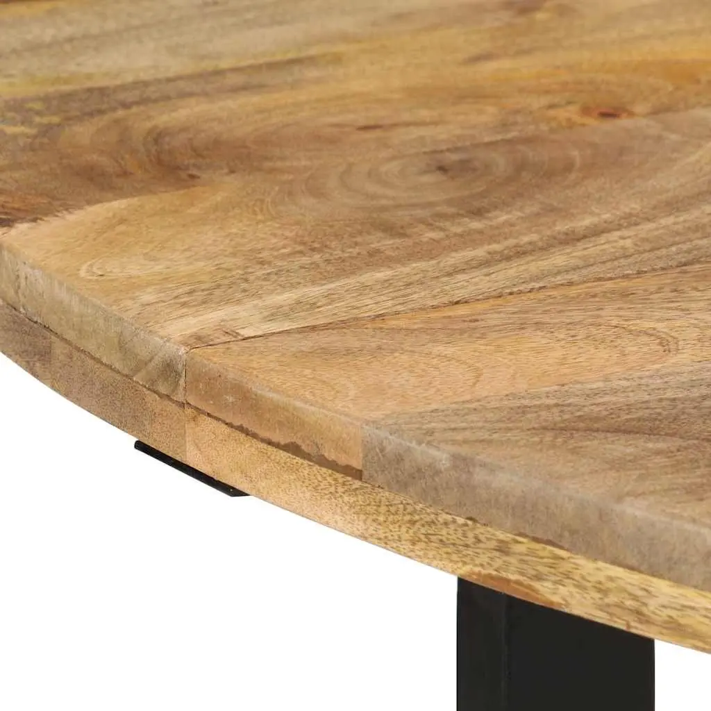 Dining Table Solid Mango Wood 110x75 cm Brown Sturdy Iron Frame
