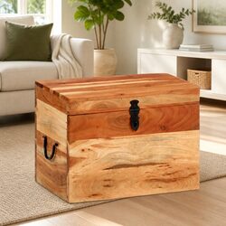 Charming Wooden Storage Chest 39x28x31cm in Brown
