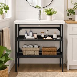 Bathroom Vanity Unit Frame Storage Organiser Console Washbasin Stand Black