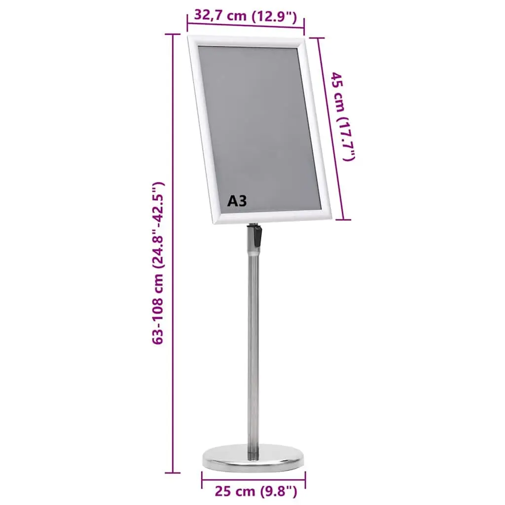 Poster Stand 2 pcs Silver 45 x 32.7 x 108 cm Height Adjustable Rotatable Display