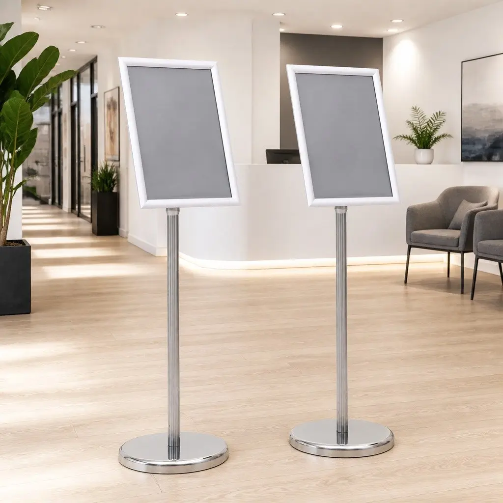 Poster Stand 2 Pack Silver Height Adjustable Rotatable Display Aluminum Frame