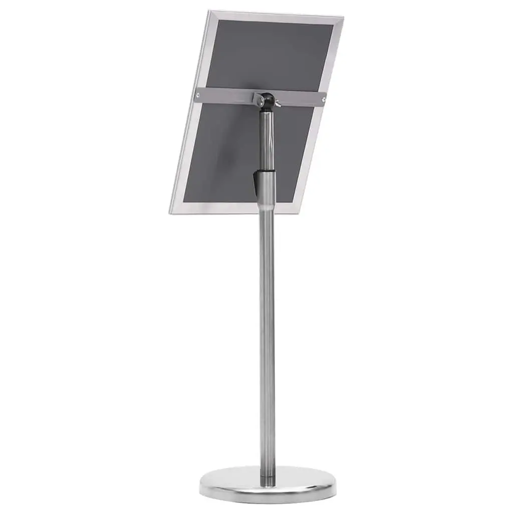 Poster Stand Height Adjustable Rotatable Silver Aluminum Frame 2 Pack