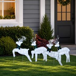 LED Reindeers 4pcs Silver Christmas Holiday Decorations Art Deco Modern Festive