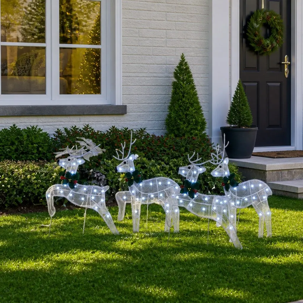 4 White LED Reindeer