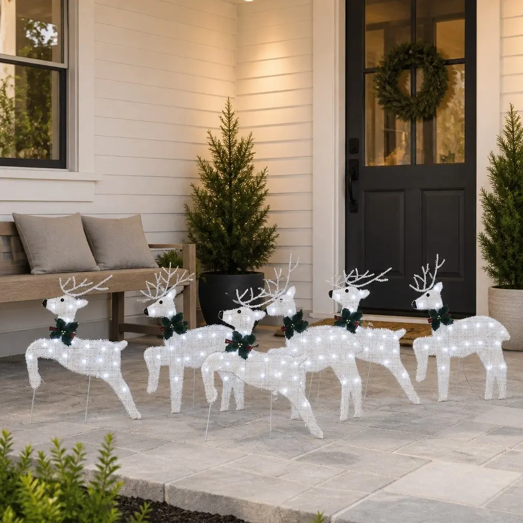 LED Reindeers 6 pcs Silver Christmas Holiday Home Garden Decoration Lights