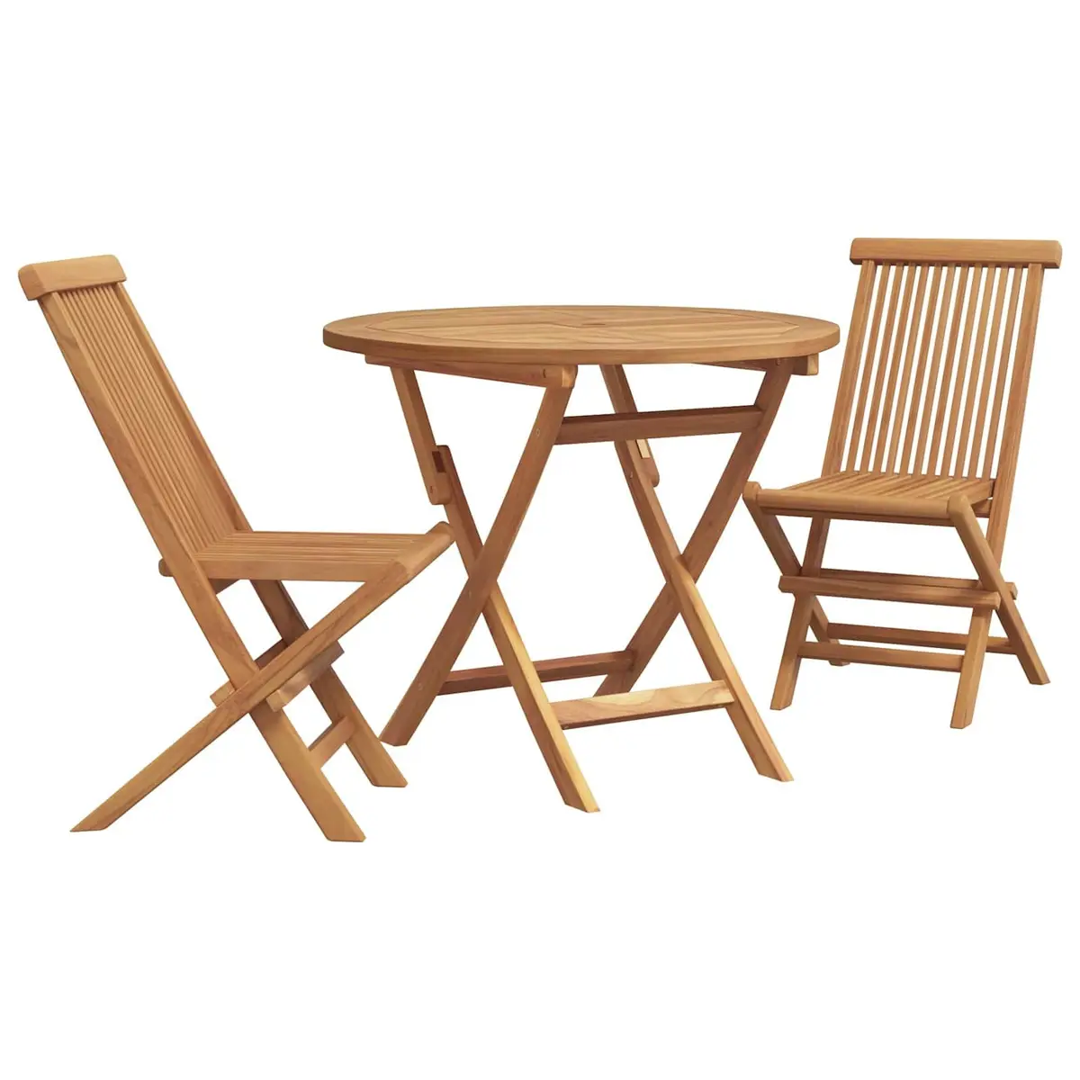 Outdoor Furniture Set 3 Pieces Brown Acacia Wood Dining Table and Chairs