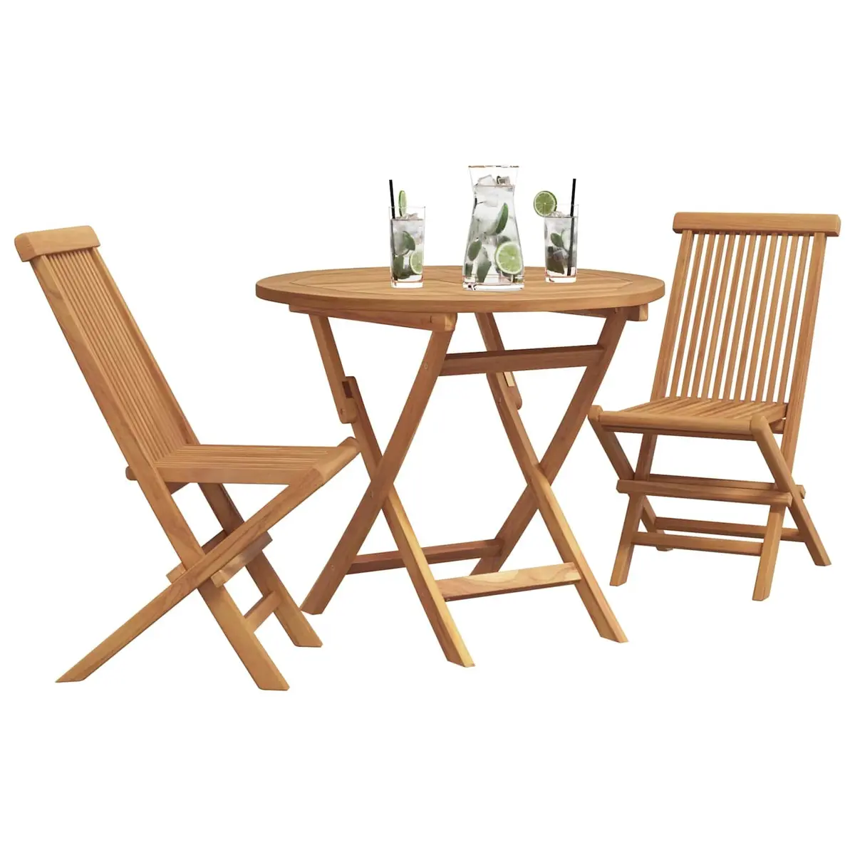 Outdoor Furniture Set 3 Pieces Brown Acacia Wood Dining Table and Chairs
