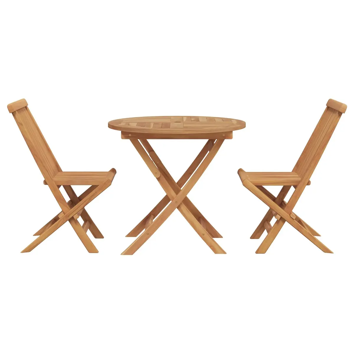 Outdoor Furniture Set 3 Pieces Brown Acacia Wood Dining Table and Chairs