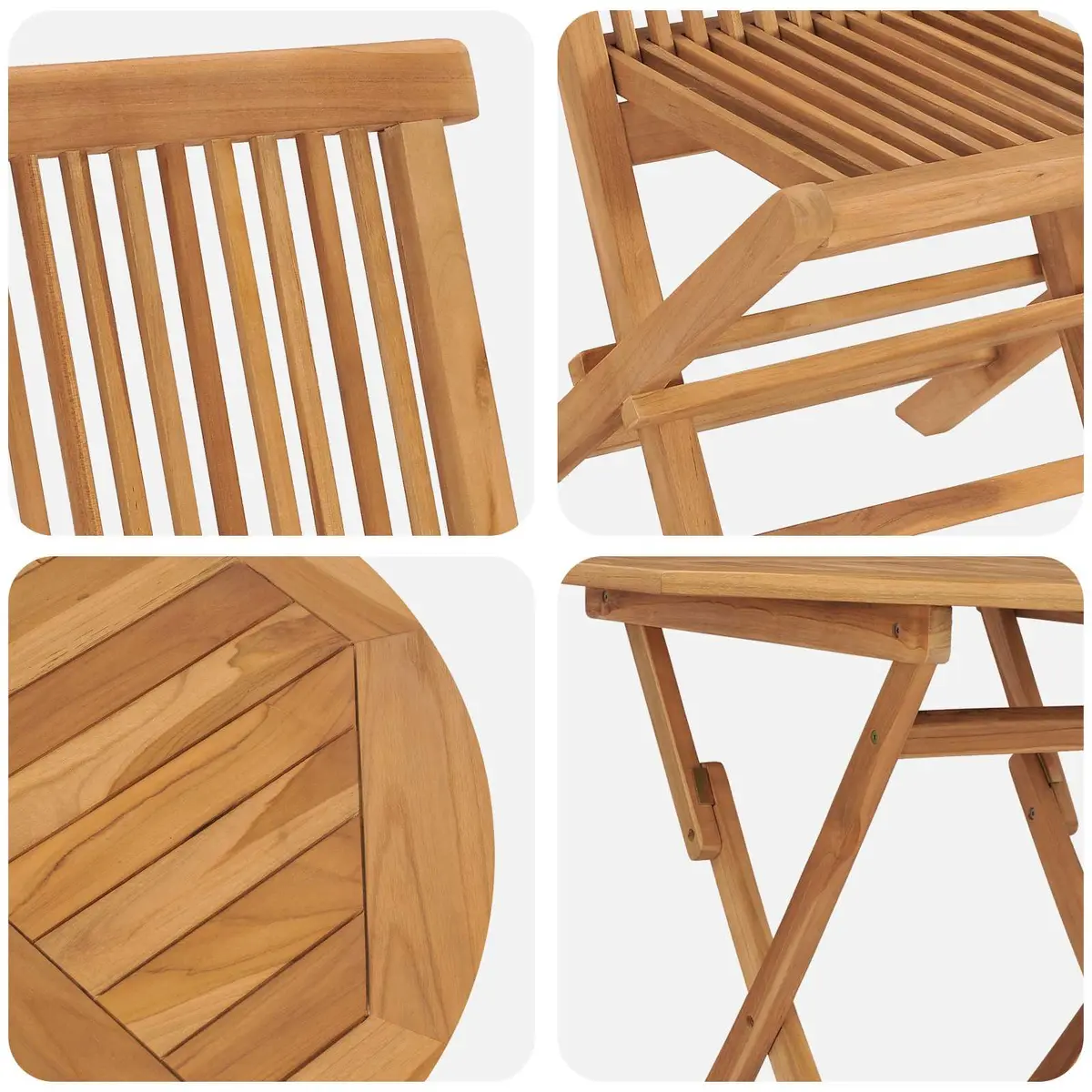 Outdoor Furniture Set 3 Pieces Brown Acacia Wood Dining Table and Chairs