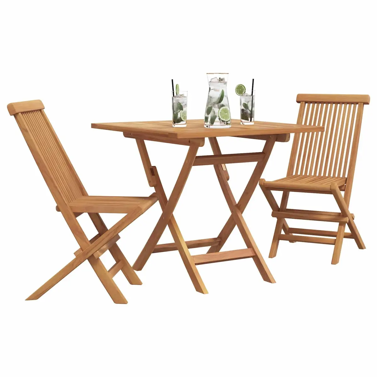 Garden Dining Set 3 Piece Outdoor Furniture Solid Wood Brown Table Chairs