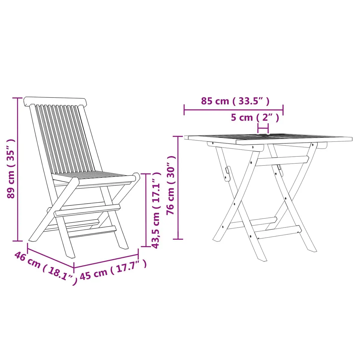 Garden Dining Set 3 Piece Outdoor Furniture Solid Wood Brown Table Chairs