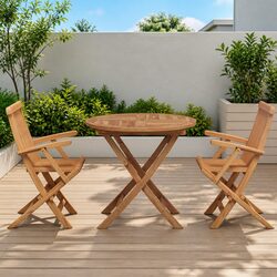 Your Ideal 3-Piece Brown Acacia Wood Garden Dining Set