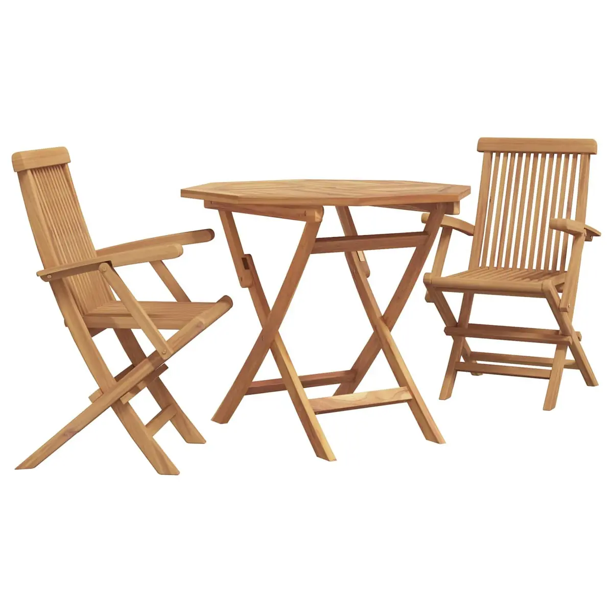Garden Dining Set Modern Minimalist Style 3 Pieces Solid Acacia Wood Brown