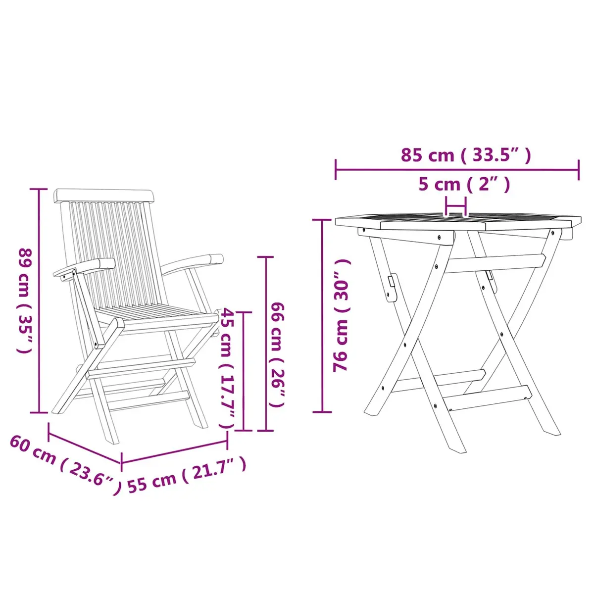 Garden Dining Set Modern Minimalist Style 3 Pieces Solid Acacia Wood Brown