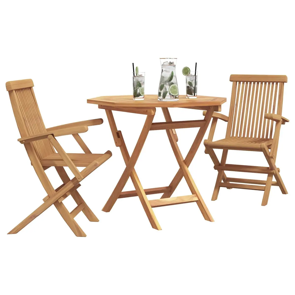 Garden Dining Set Modern Minimalist Style 3 Pieces Solid Acacia Wood Brown