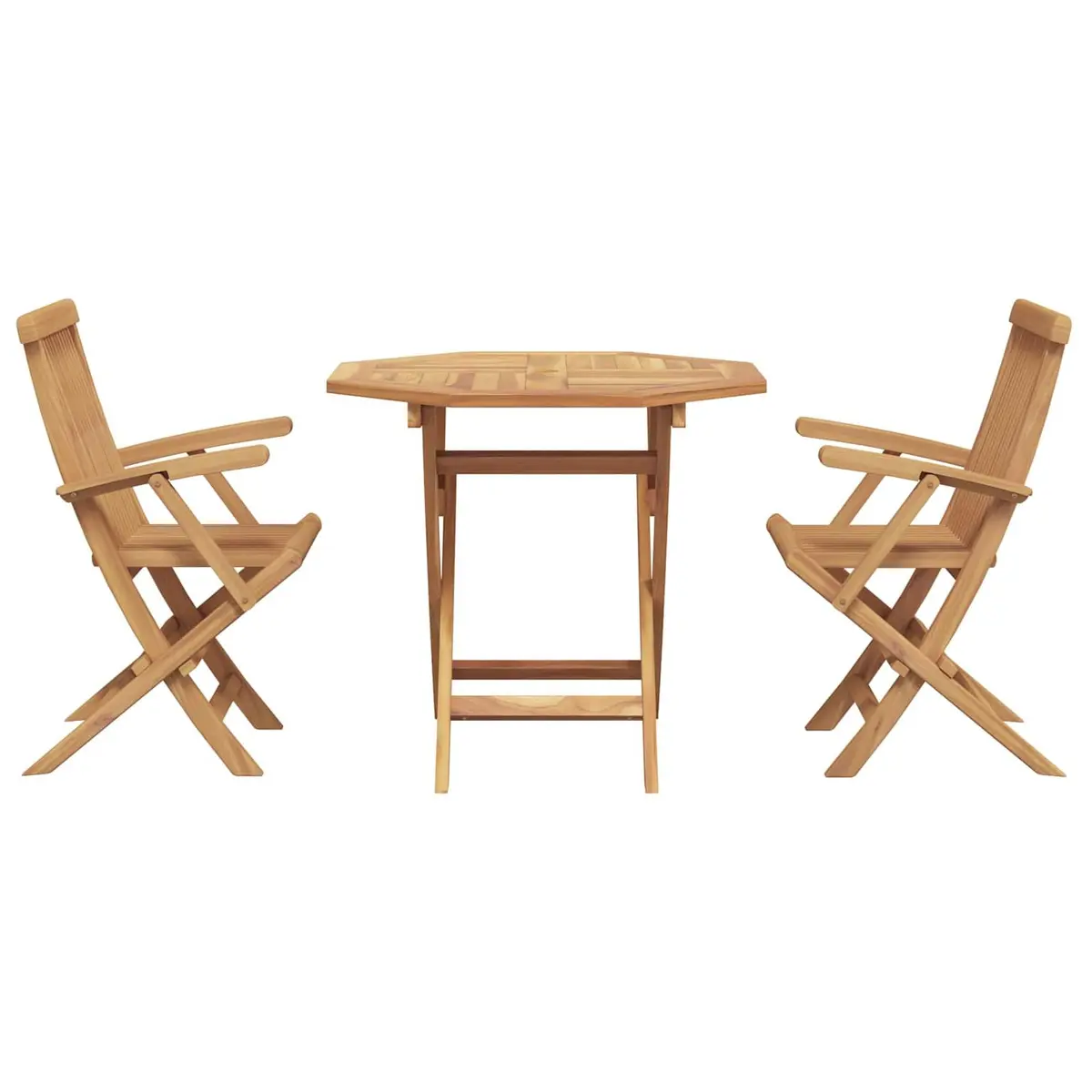 Garden Dining Set Modern Minimalist Style 3 Pieces Solid Acacia Wood Brown