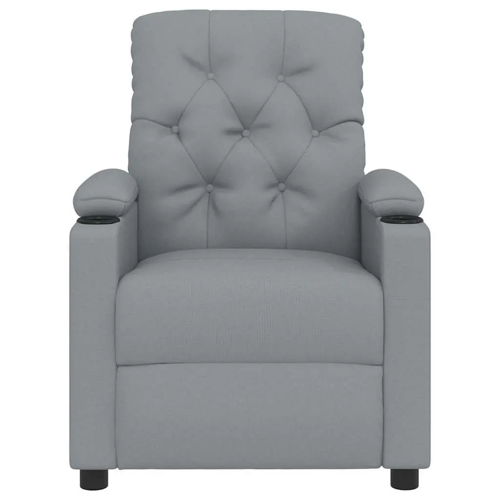 Massage Chair Light Grey Fabric Manual Reclining 3 Positions Vibration 6 Points