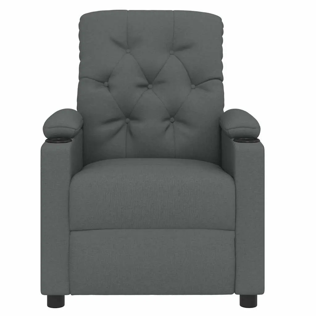 Massage Chair Grey Fabric Electric Reclining Armchair 6 Points Vibration
