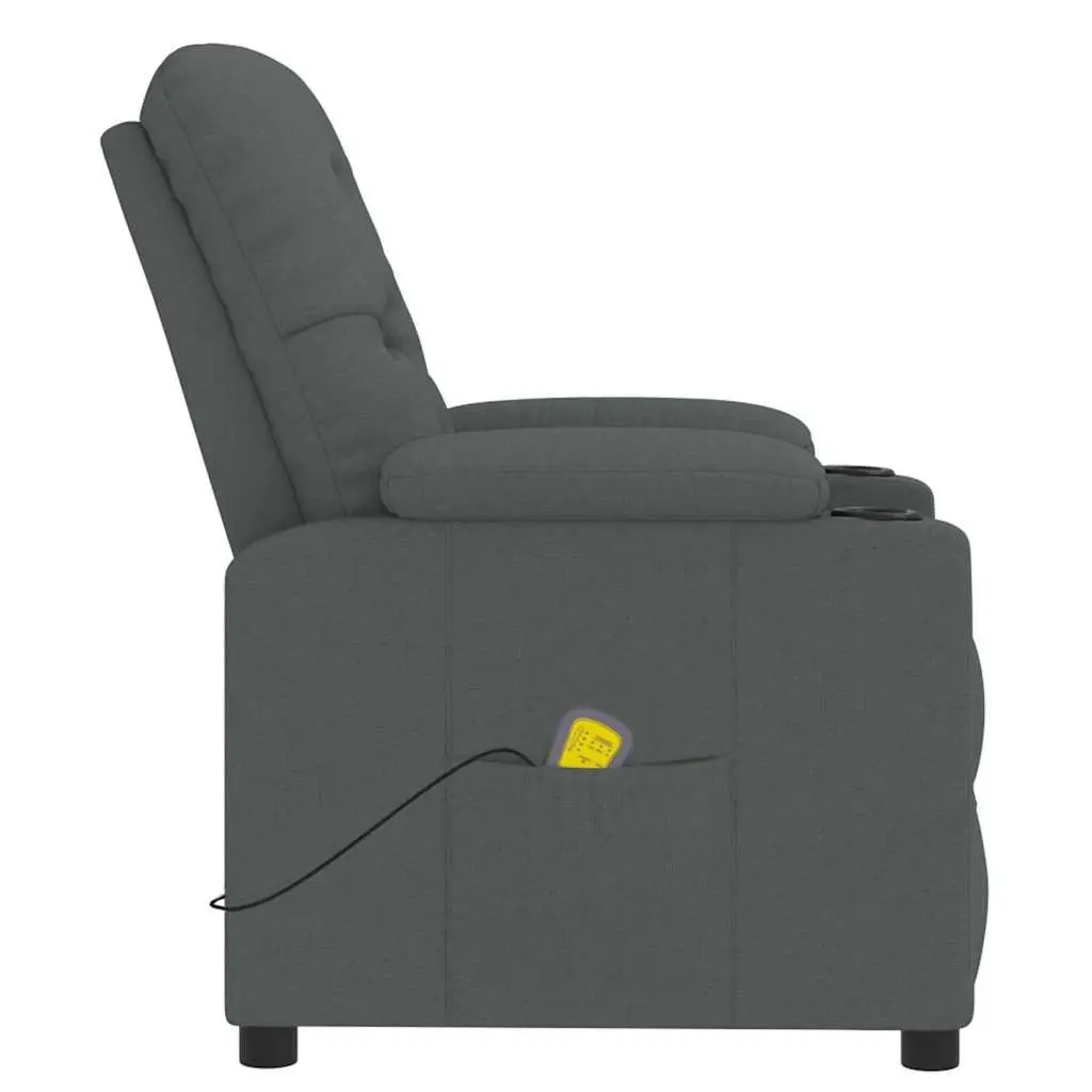 Massage Chair Grey Fabric Electric Reclining Armchair 6 Points Vibration