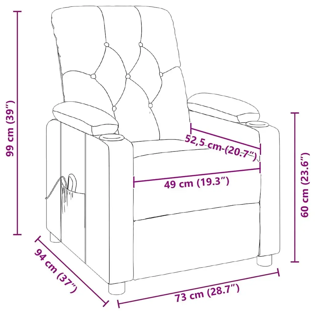 Massage Chair Grey Fabric Electric Reclining Armchair 6 Points Vibration