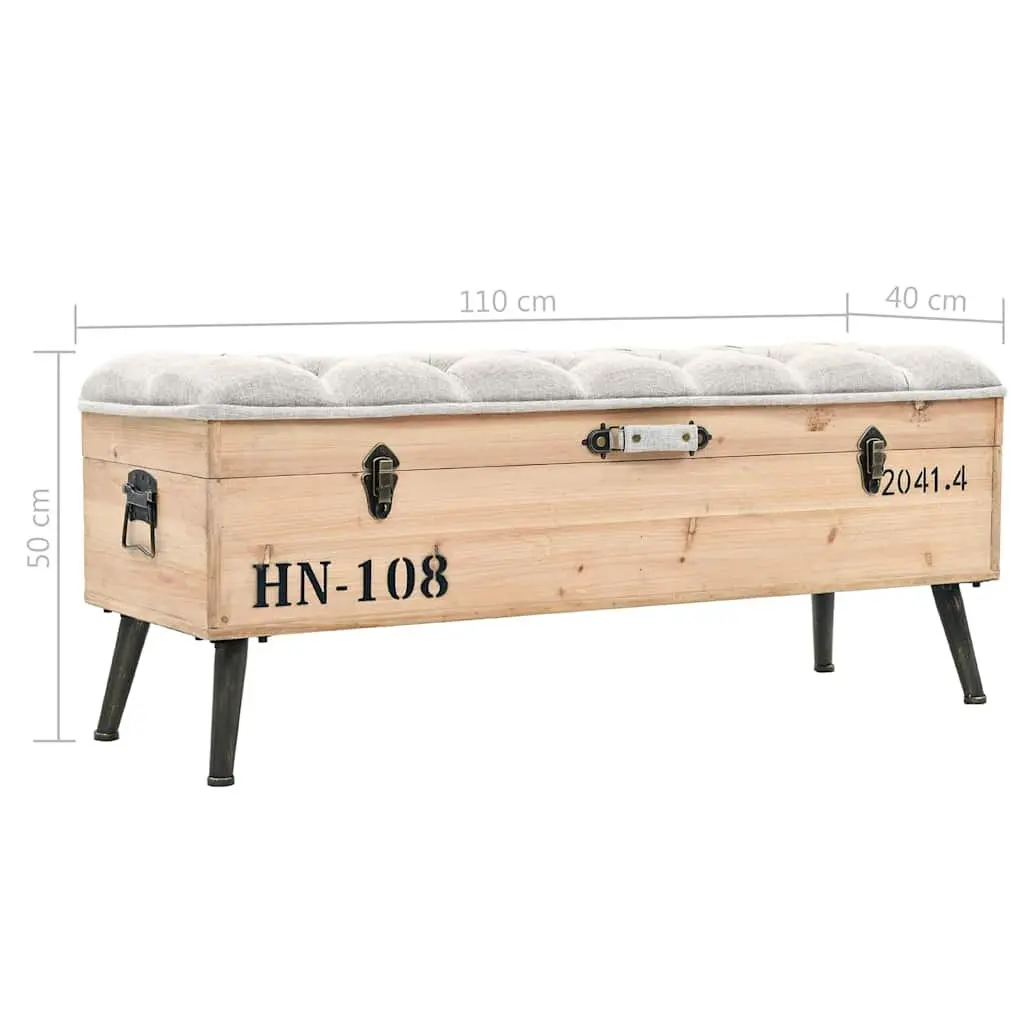 Storage Bench 110cm Trunk Design Padded Seat Entryway Furniture Vintage