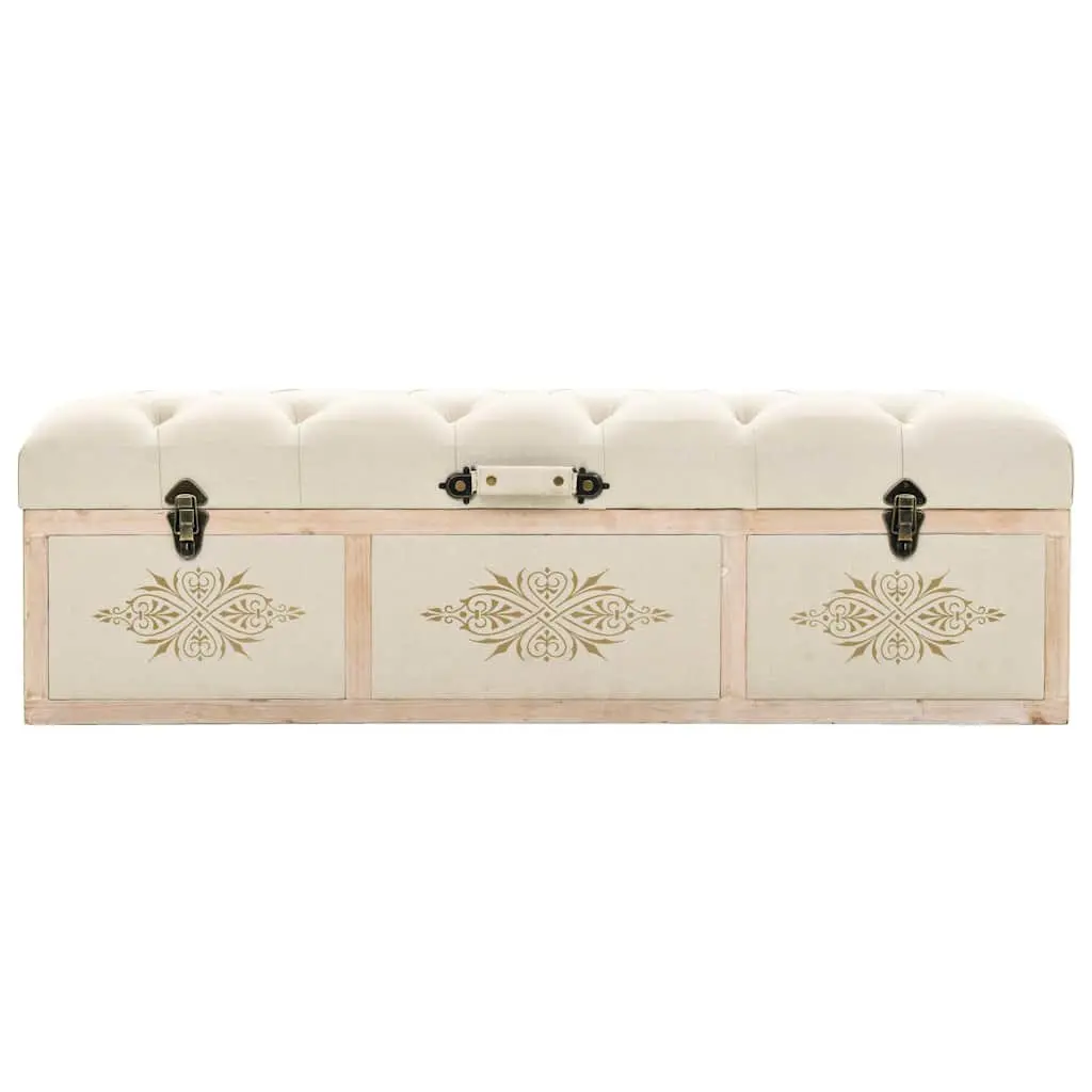 Storage Bench Cream Padded Seat 110cm Entryway Hallway Living Room Furniture