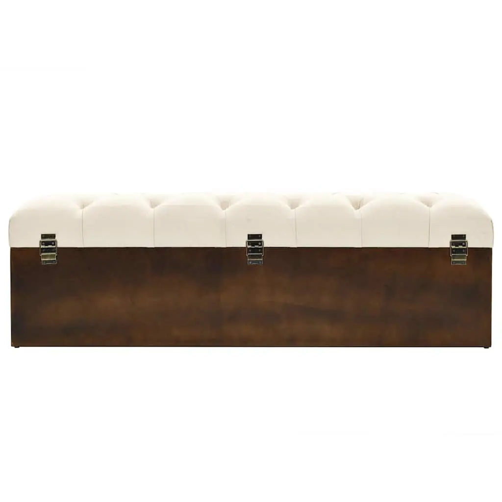 Storage Bench Cream Padded Seat 110cm Entryway Hallway Living Room Furniture