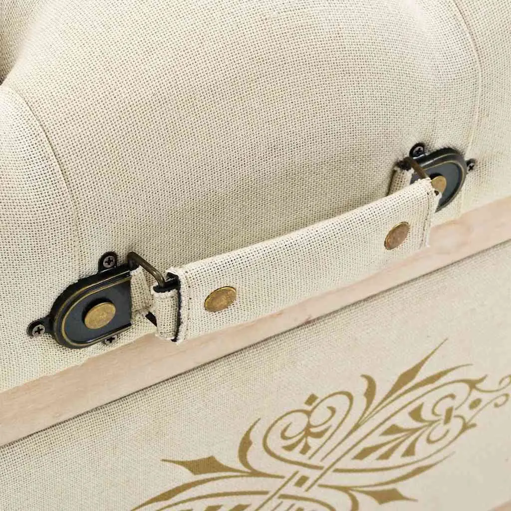 Storage Bench Cream Padded Seat 110cm Entryway Hallway Living Room Furniture
