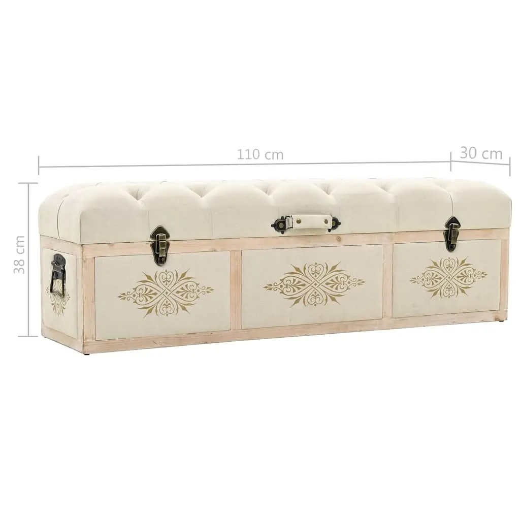 Storage Bench Cream Padded Seat 110cm Entryway Hallway Living Room Furniture