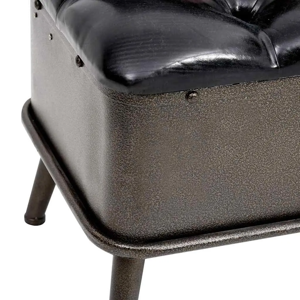Storage Bench with Backrest 110cm Black Faux Leather Foam Padded Seat Hallway