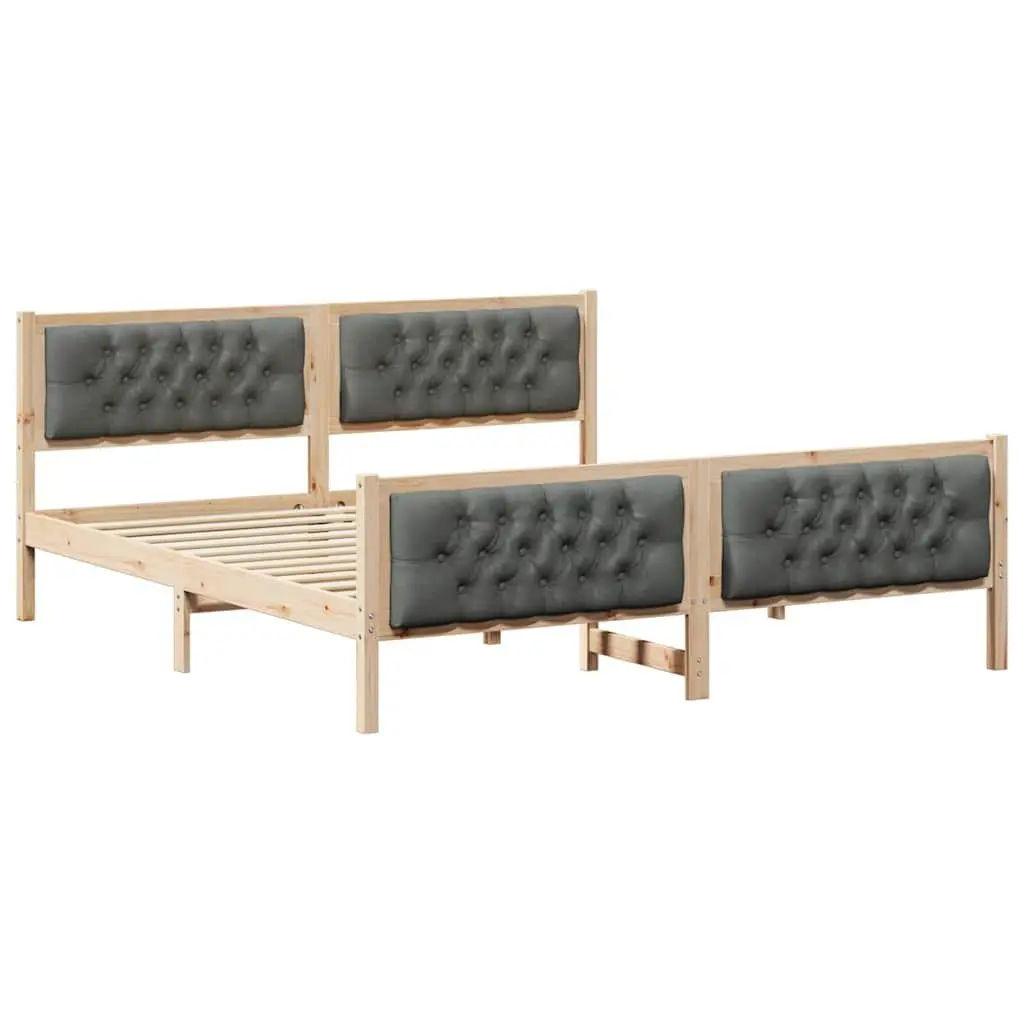 Bed Frame with Headboard Solid Pine Wood 180 x 200 cm
