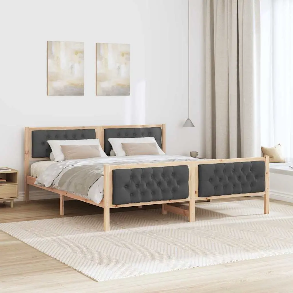 Bed Frame with Headboard Solid Pine Wood 180 x 200 cm