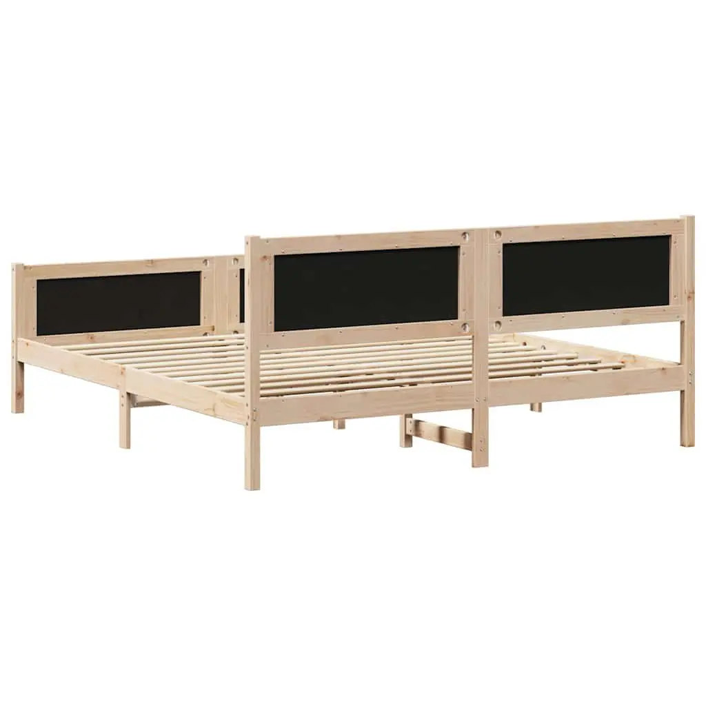 Bed Frame with Headboard Solid Pine Wood 180 x 200 cm