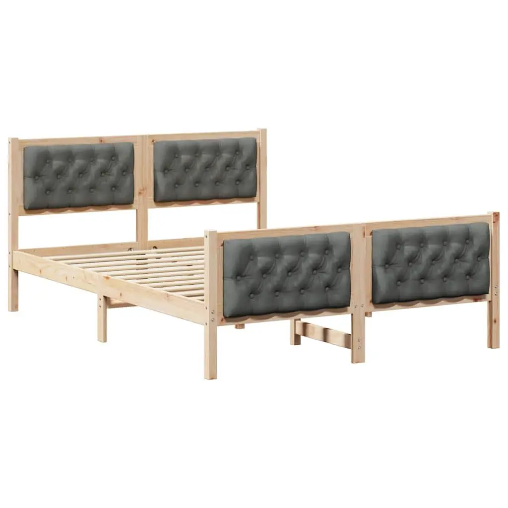 Bed Frame with Headboard 150 x 200 cm Solid Pine Wood Slatted Modern Design