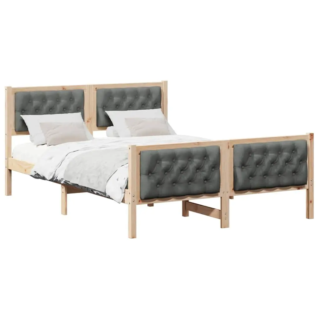Bed Frame with Headboard 150 x 200 cm Solid Pine Wood Slatted Modern Design