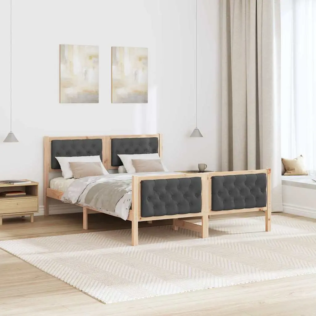 Bed Frame with Headboard 150 x 200 cm Solid Pine Wood Slatted Modern Design