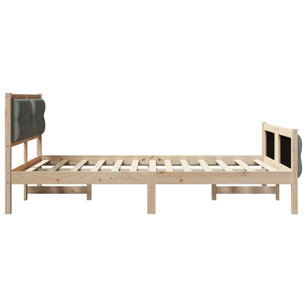 Bed Frame with Headboard 150 x 200 cm Solid Pine Wood Slatted Modern Design