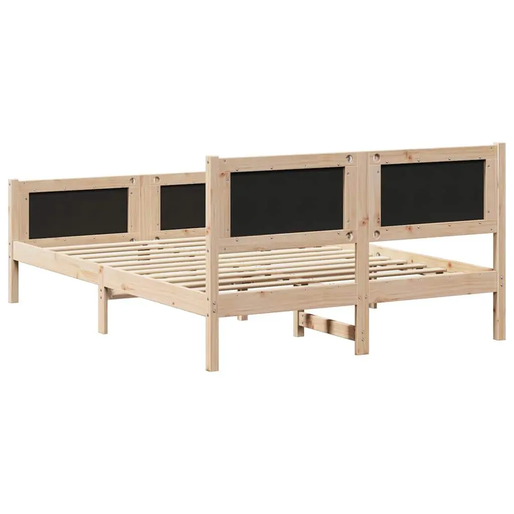 Bed Frame with Headboard 150 x 200 cm Solid Pine Wood Slatted Modern Design