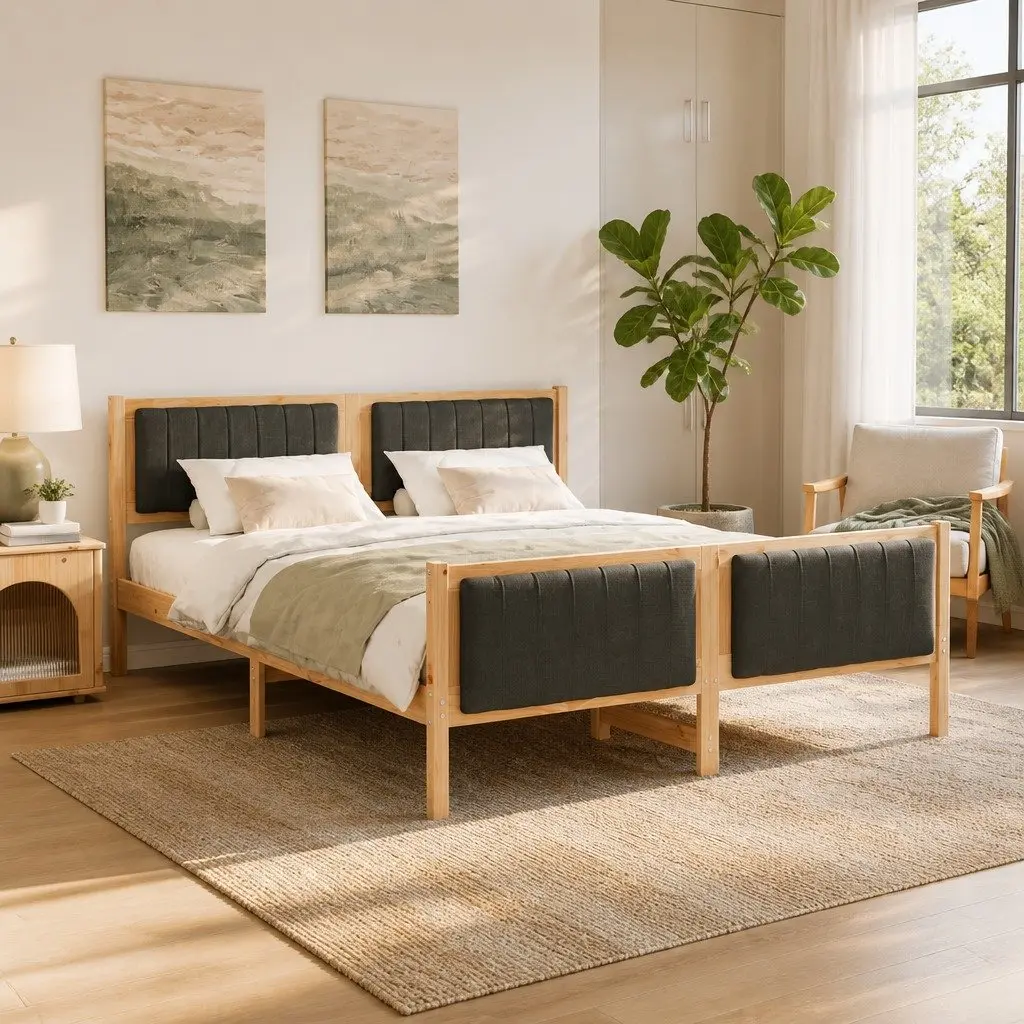 Solid Pine Wood Bed Frame