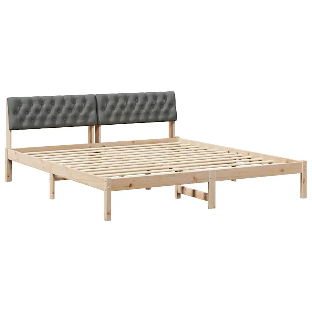 Platform Bed Frame Solid Pine Wood Modern 180 x 200 cm Brown Dark Grey