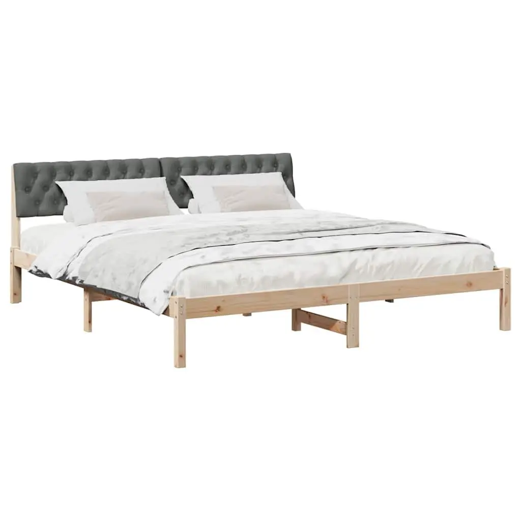 Platform Bed Frame Solid Pine Wood Modern 180 x 200 cm Brown Dark Grey