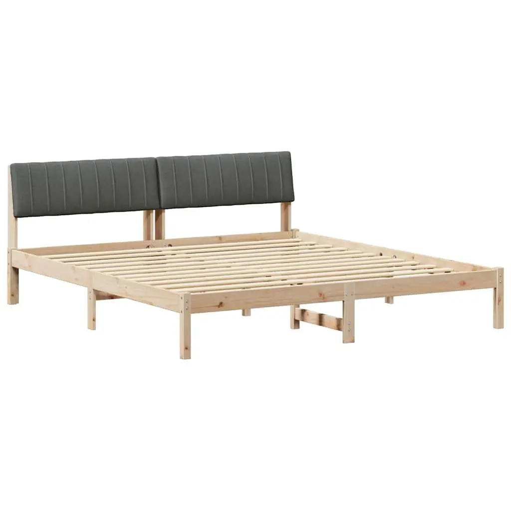 Bed Frame Solid Pine Wood Wall-Mounted Headboard 180 x 200 cm Brown Dark Grey