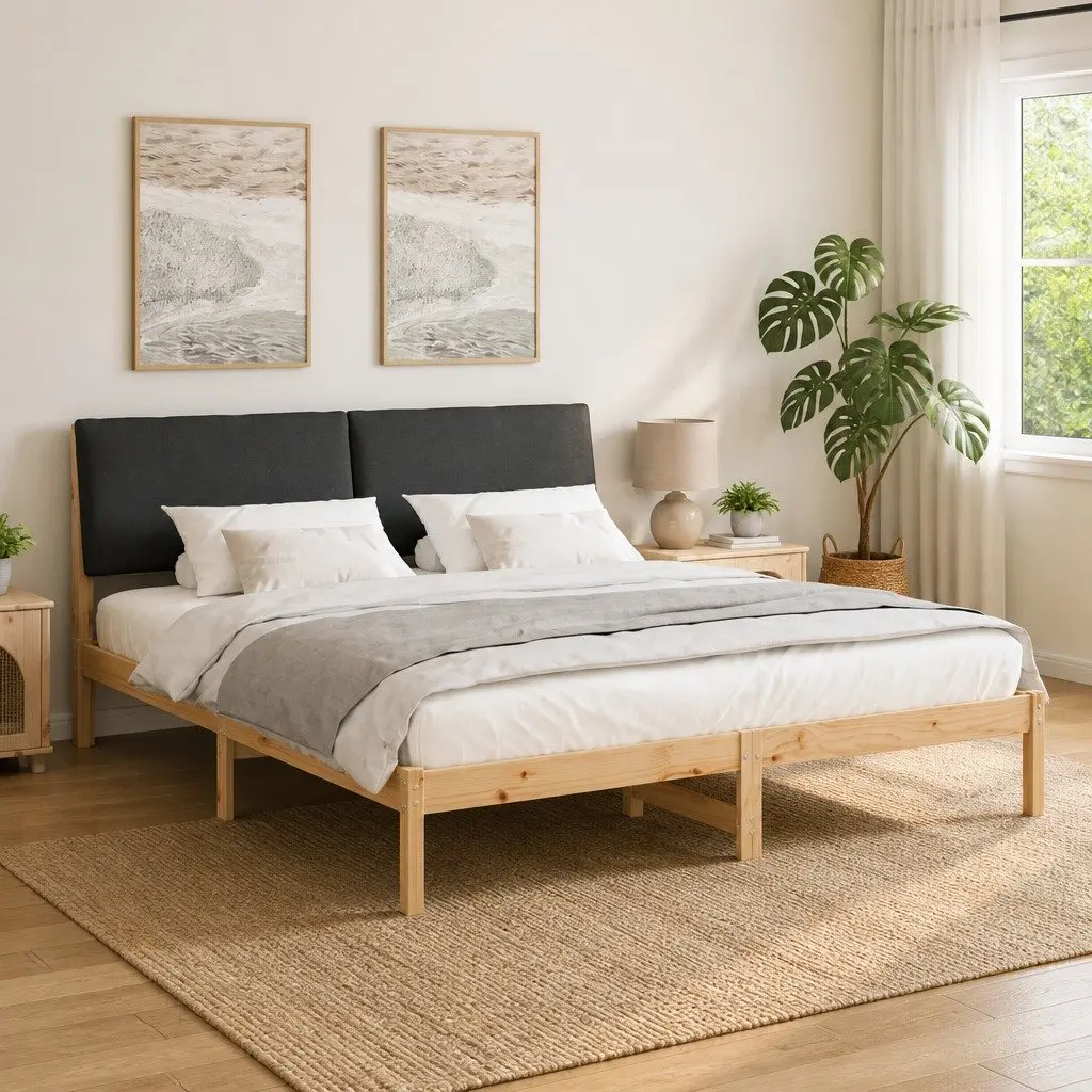 Bed Frame 180 x 200 cm with Solid Pine Headboard