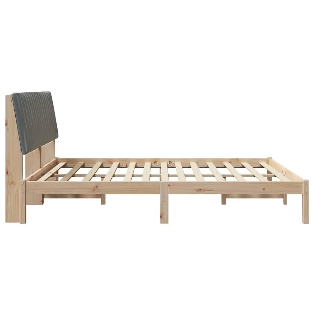 Bed Frame with Headboard Brown 180 x 200 cm Solid Pine Wood Platform Slatted