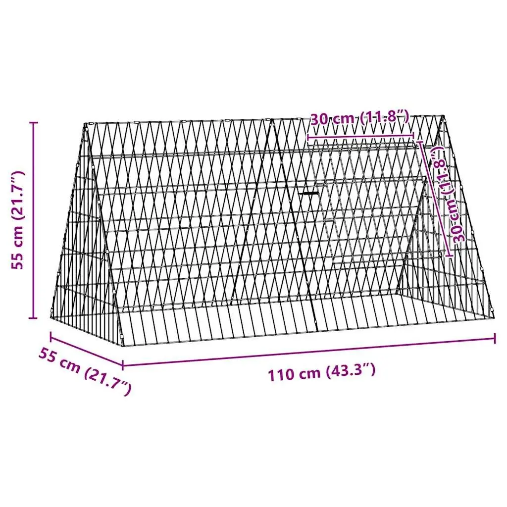 Chicken Cage Galvanized Steel Silver 110 x 55 x 55 cm Outdoor