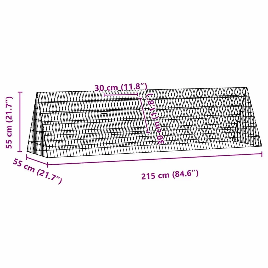 Chicken Cage Galvanised Steel Outdoor Garden Aviary Enclosure 215 x 55 x 55 cm