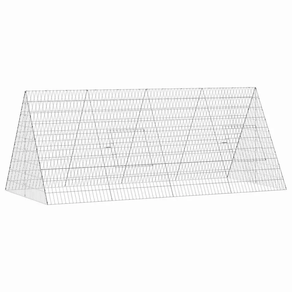 Chicken Cage Galvanised Steel Silver 215x100x85cm Outdoor Garden Poultry Pen