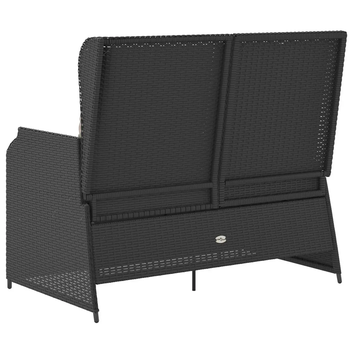 Garden Bench with Cushion Outdoor Furniture Reclining Seating Poly Rattan Black